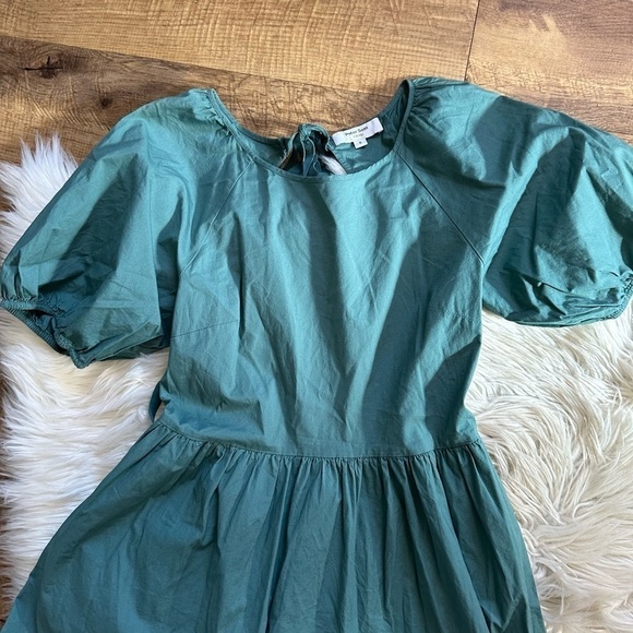 PETER SOM Green Puff Sleeve Dress - Picture 4 of 8
